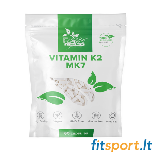 Raw Powders Vitaminas K2 (MK-7) (500 mcg 60 kapsulių) 